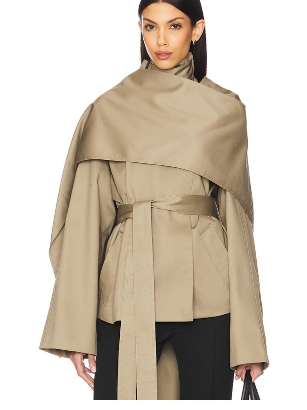 NWT Yuna Crop Trench in Khaki Greige